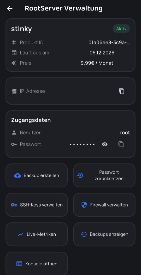 Detailansicht eines KVM-Servers